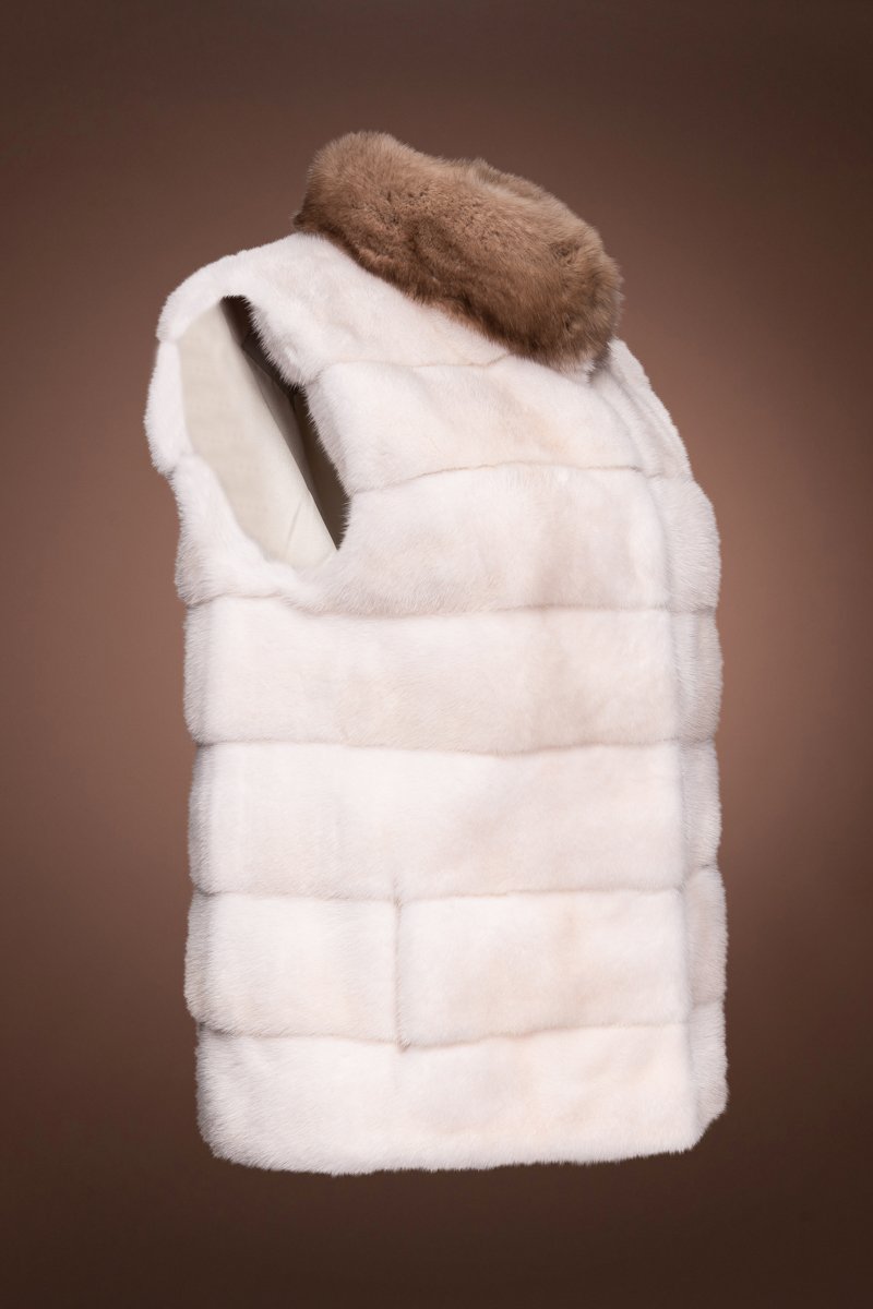 PearlCross Horizontal Mink and Sable Fur Vest