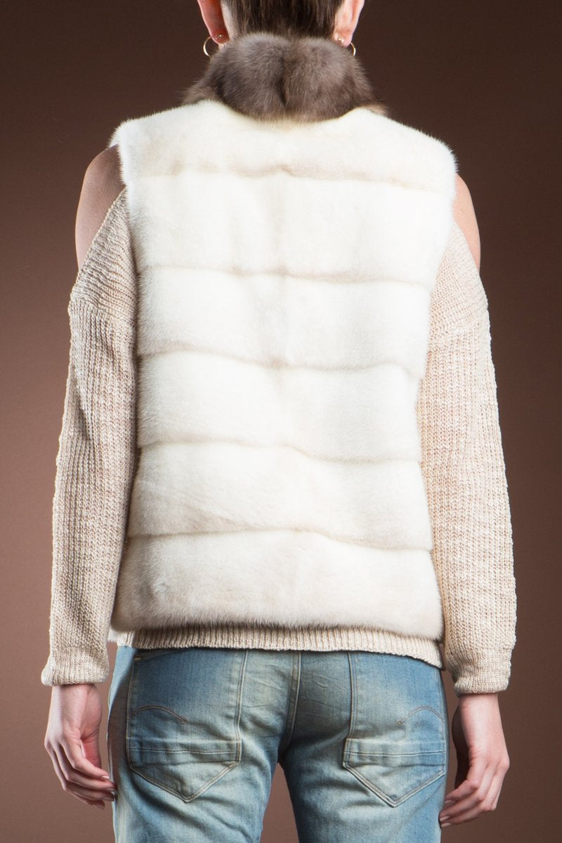 PearlCross Horizontal Mink and Sable Fur Vest