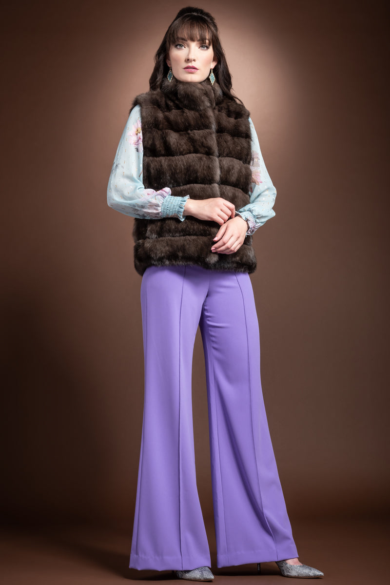 L EM-EL Russian Sable Horizontal Fur Vest