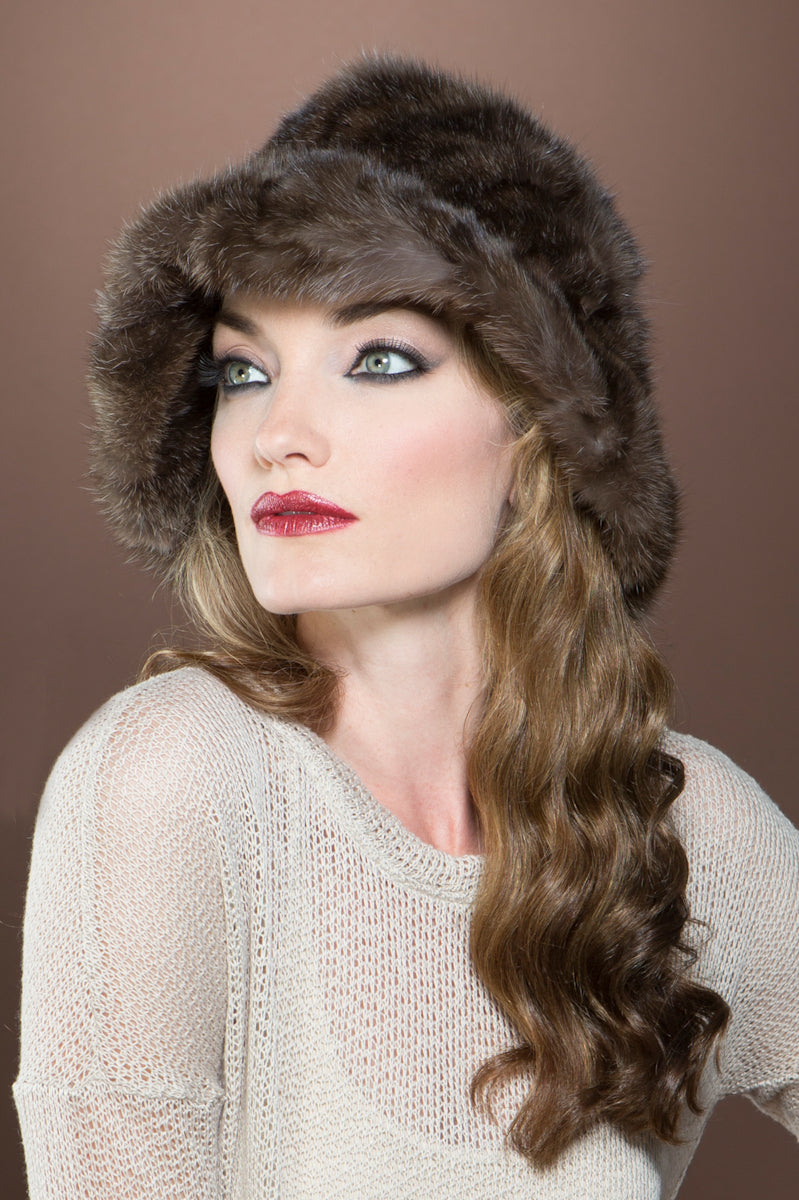 Brown Lenore Marshall Real Floppy Fur Hat