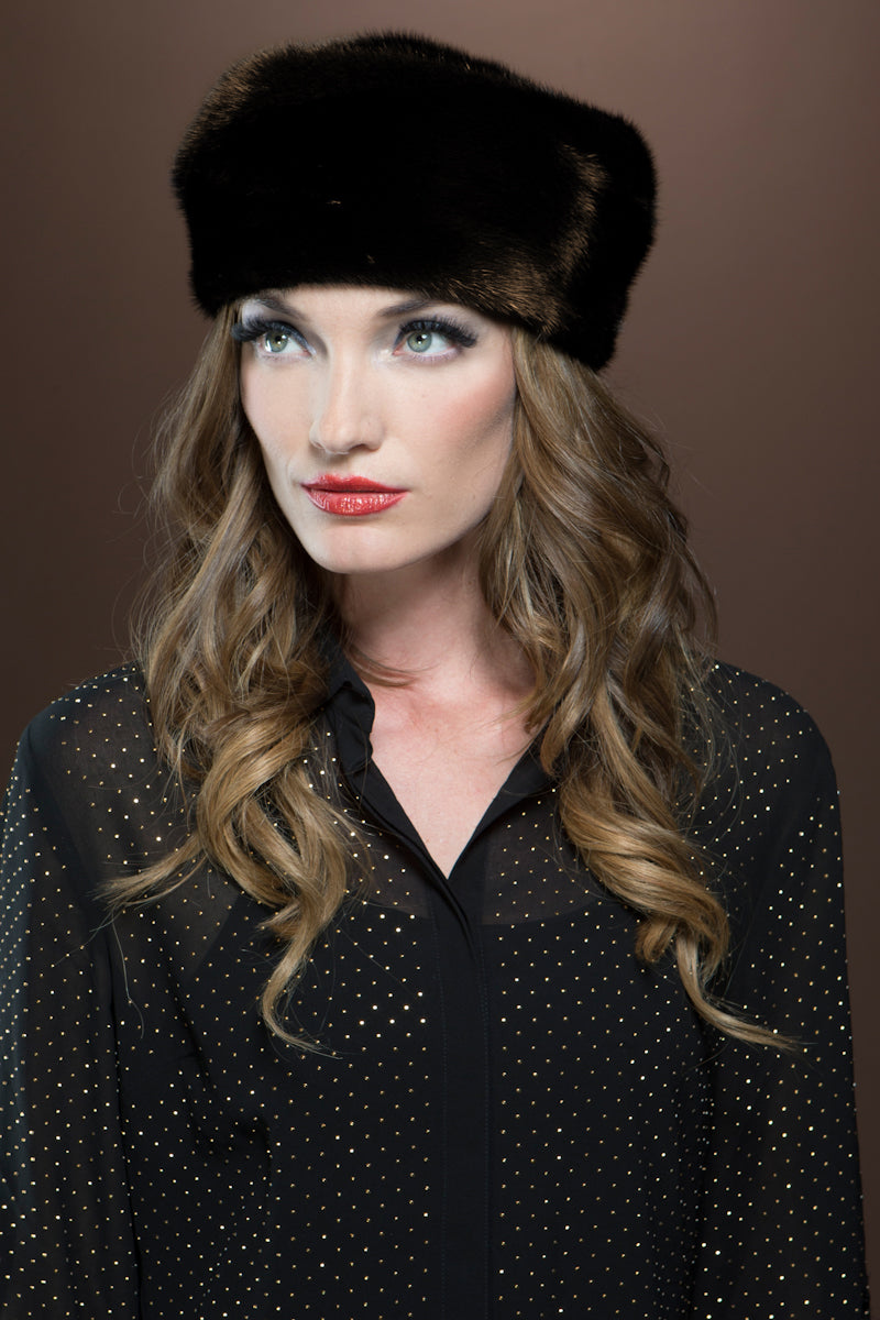 Mahogany Lenore Marshall Fitted Profile Mink Fur Beret