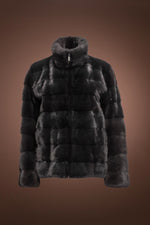 Slate Zandra Rhodes Zip Up Horizontal Mink Fur Jacket
