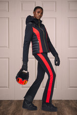 Black/Red Goldbergh Runner Ski Pant Red Tuxedo Stripe