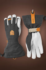 Charcoal Hestra Men's Army Leather Patrol Gauntlet Ski Gloves