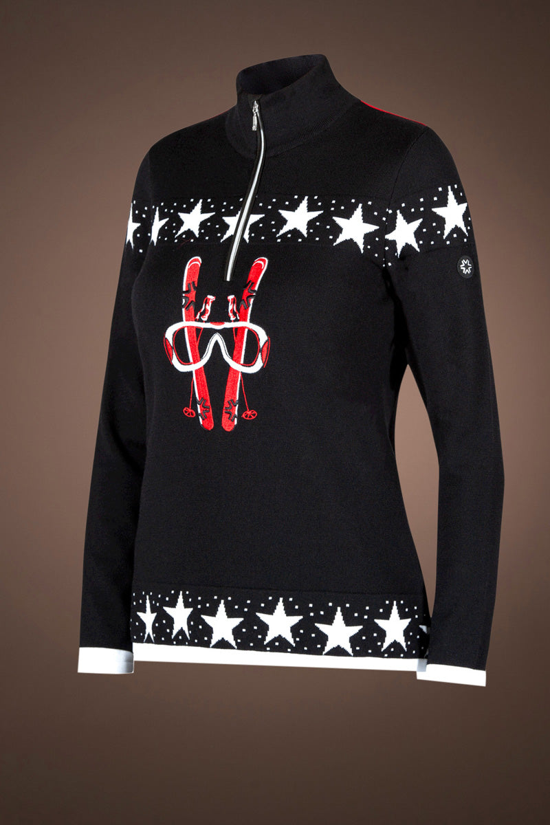 Classic African American Santa Holiday Sweater Women