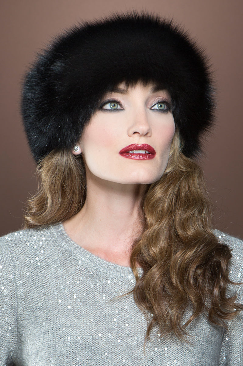 Black EM-EL Fox Fur Headband