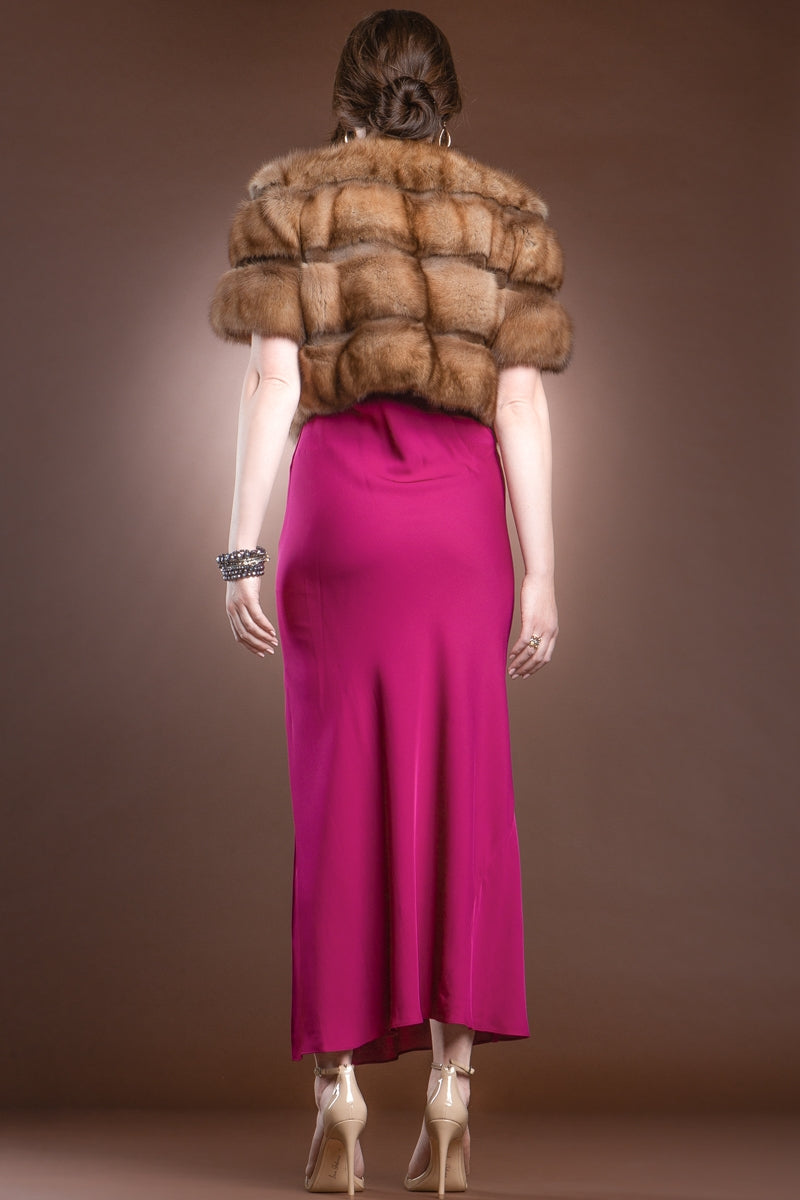  EM-EL Natural Canadian Sable - Smoke Gray Sheared Mink Fur Jacket Bolero