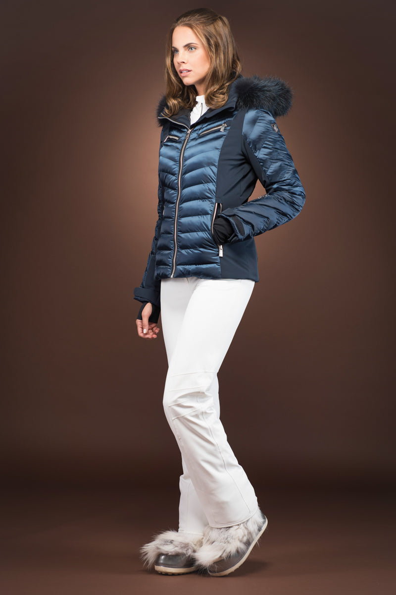 InkBlue/Navy Blue Toni Sailer Edie Splendid Ski Jacket - Fur Hood Trim