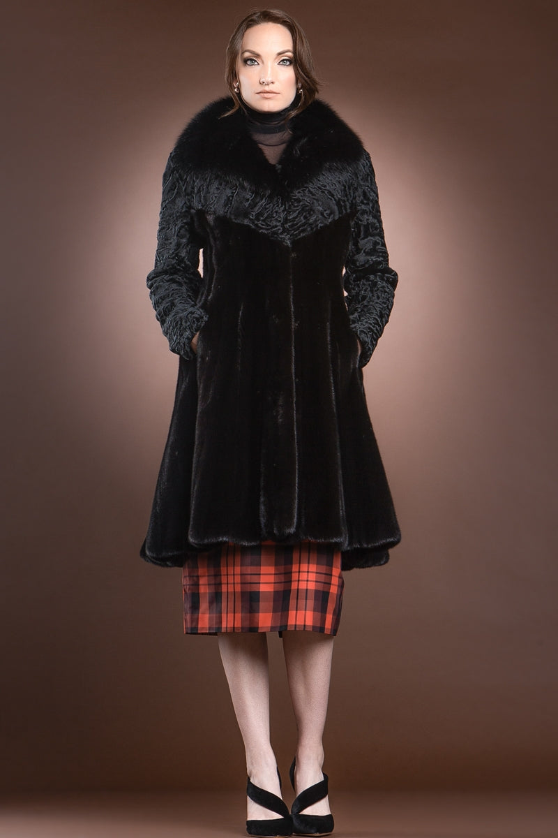 Zac Posen Sable - Lamb - Swing Mid Length Mink Fur Coat