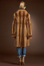  Zandra Rhodes Whiskey Plucked Mink Mid-Length Fur Coat