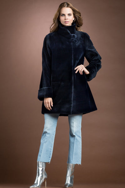 ML Furs | Reversible Super Sheared Mink Mid-Length Fur Coat