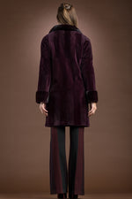  EM-EL Sheared & Long Haired Mink Mid-Length Fur Coat - Brick Pattern