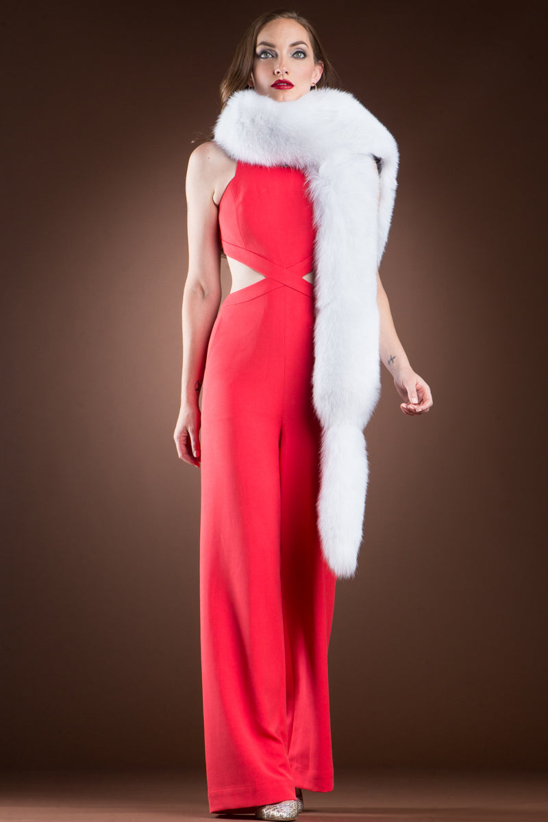 White EM-EL Fox Fur Fling