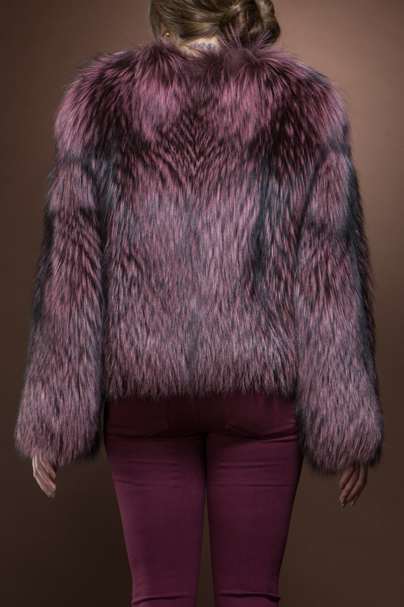  Mary McFadden Raspberry Fox Fur Bolero