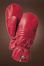 Red Unisex Leather Swisswool Classic Mittens