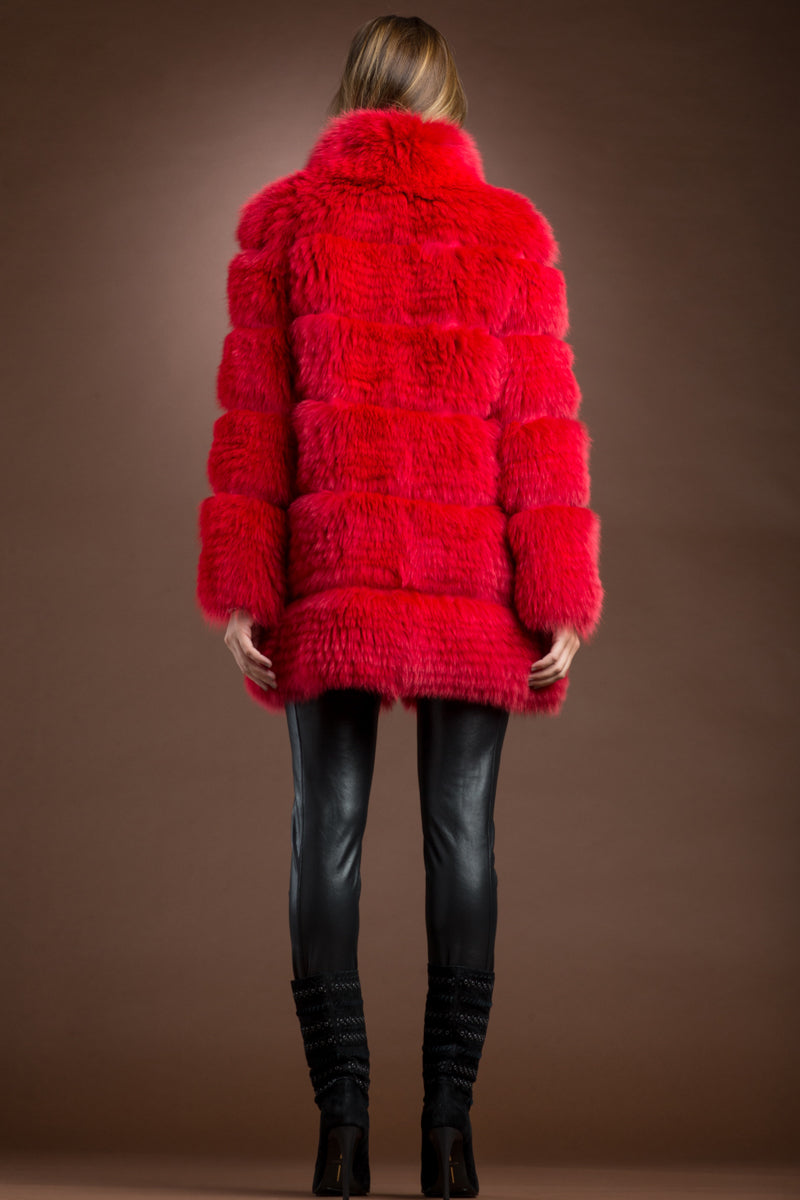  EM-EL Red Shadow Fox Mid-Length Fur Coat